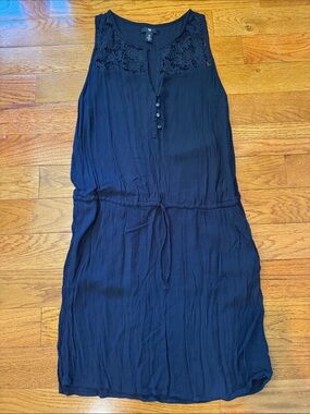 GAP Sleeveless Navy Dress with Crochet Yoke